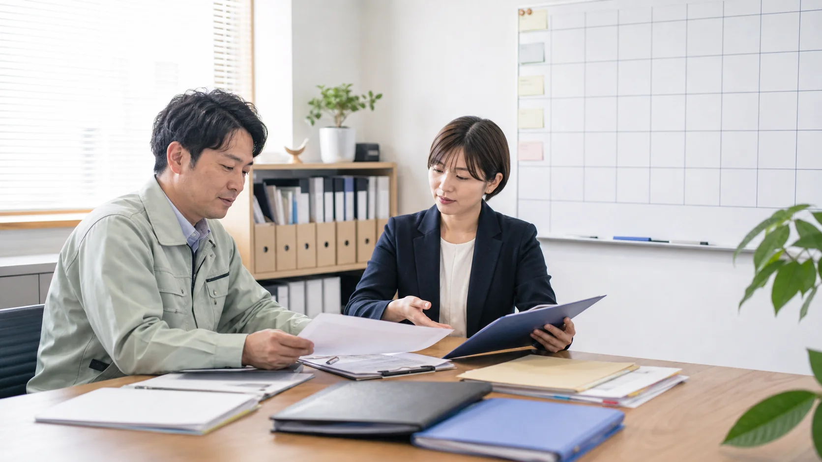 サービス会社の経営会議で売掛金回収予定と運転資金不足を確認する場面