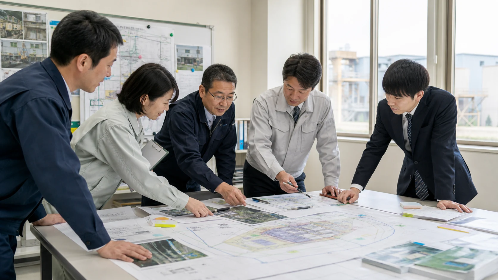 設備担当者と財務担当者が資産除去債務の撤去工程と最新見積を整理する場面