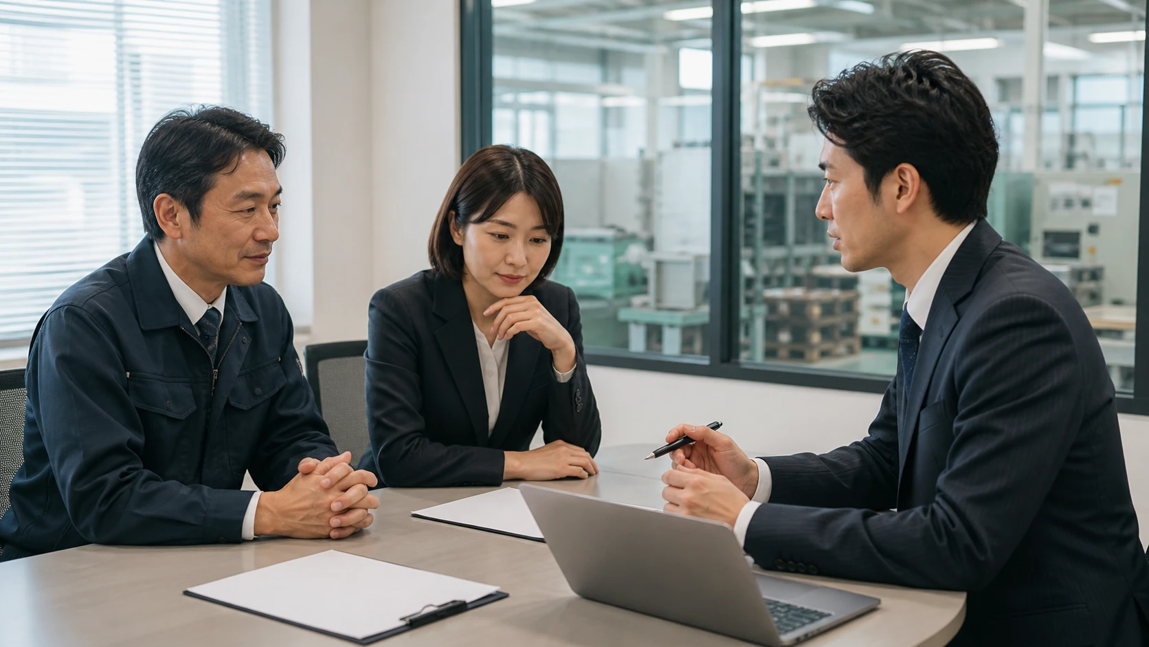 経営者・財務・銀行担当者が売却後手取と事業継続を確認する会議