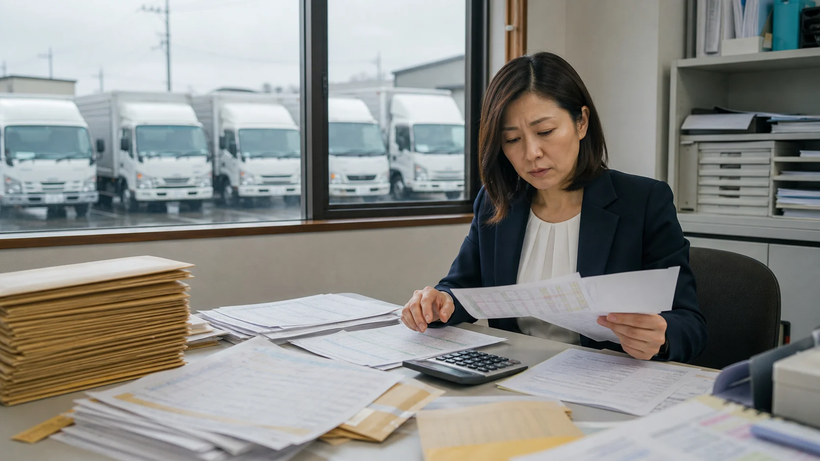 運送会社の経営者が借入契約、返済集中、追加調達後の出口を確認する会議