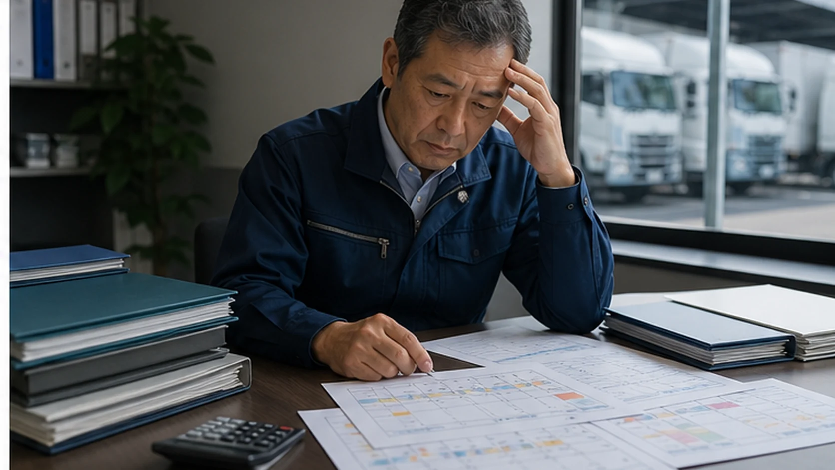物流会社の経営者が複数金融機関の借入返済予定を確認する場面
