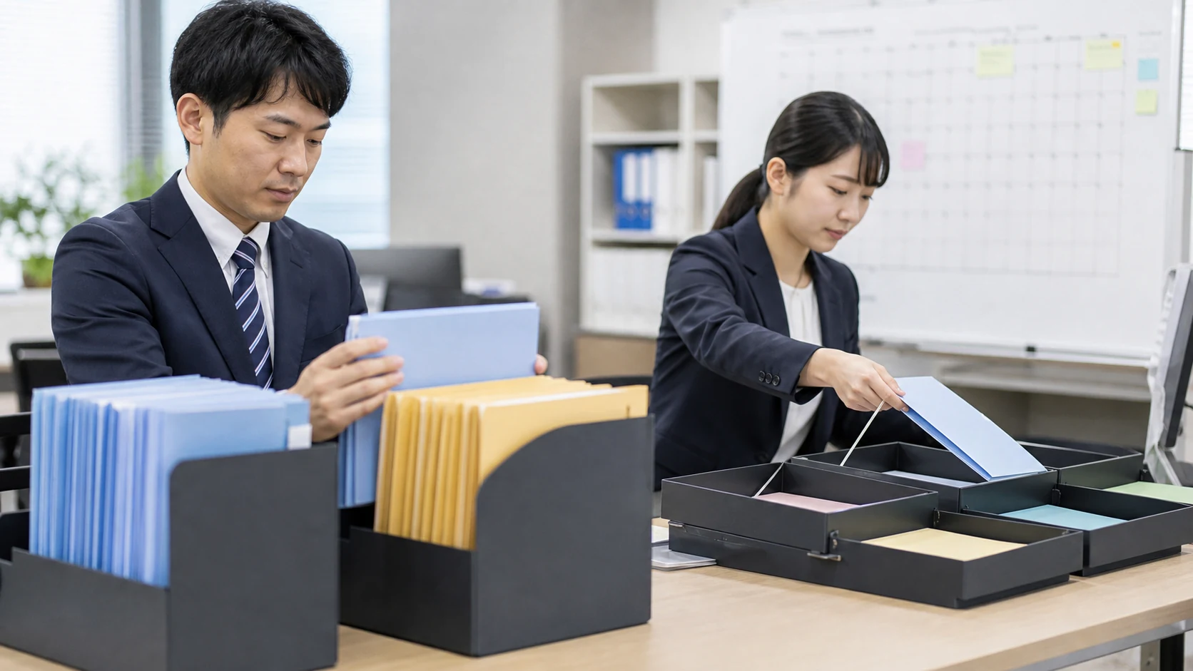 財務担当者が一括返済契約を満期月別に整理する場面