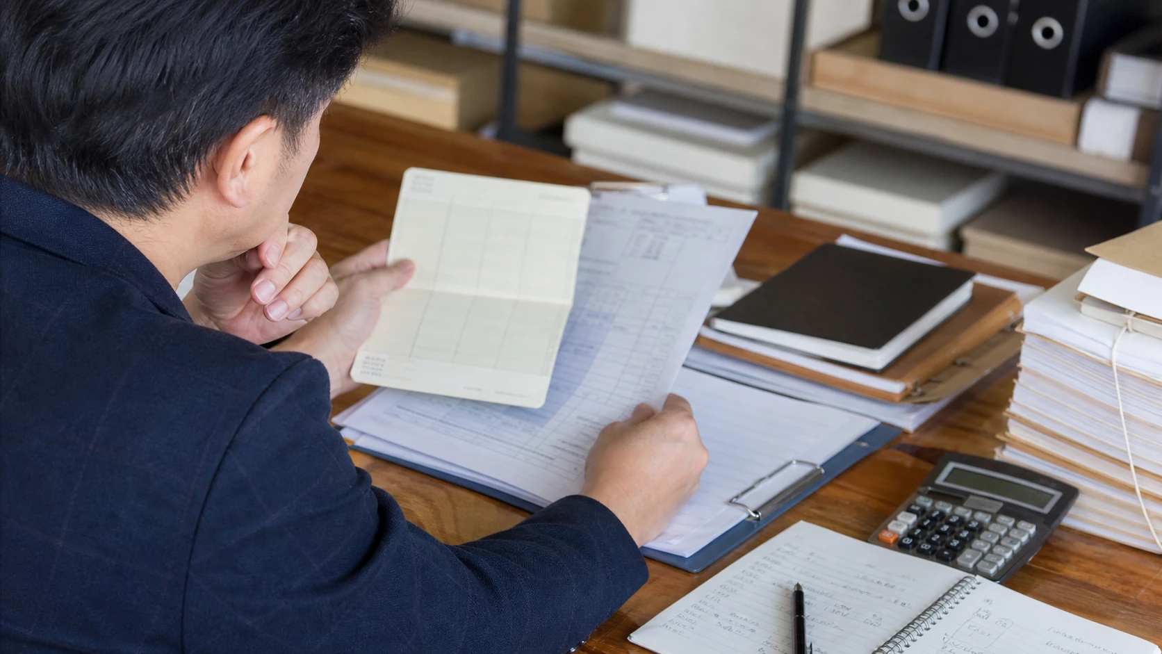 経営者が登記簿と株主名簿を確認し資本金の変動履歴を整理する場面
