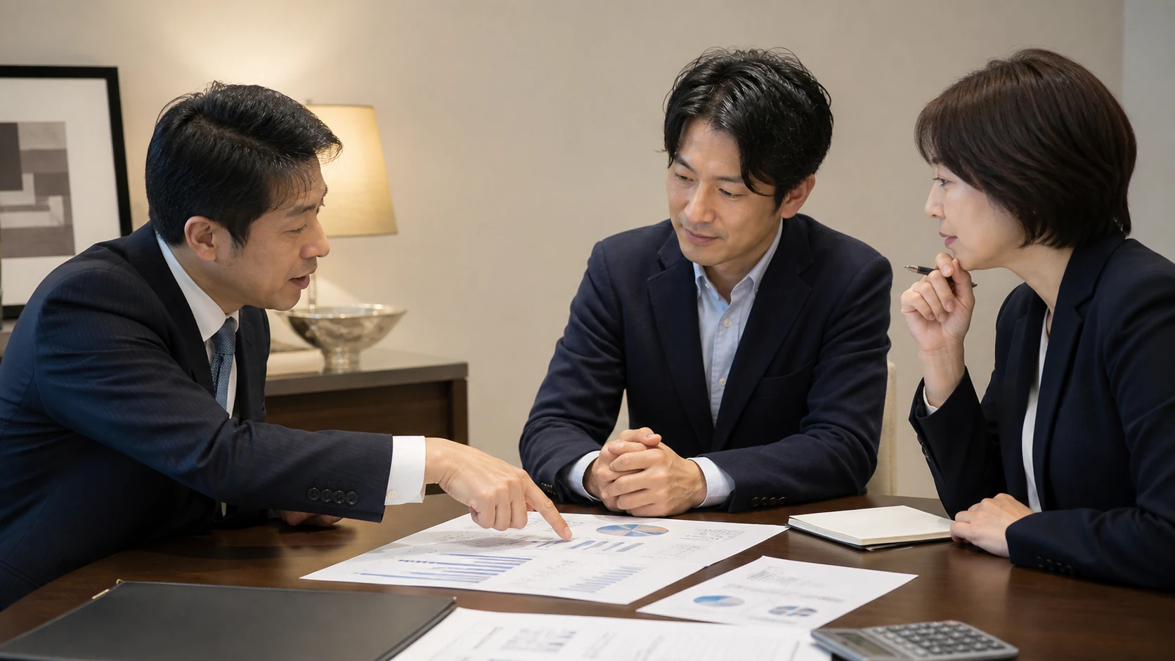 経営者・専門家・銀行担当者が資本剰余金の内訳と分配制約を確認する会議