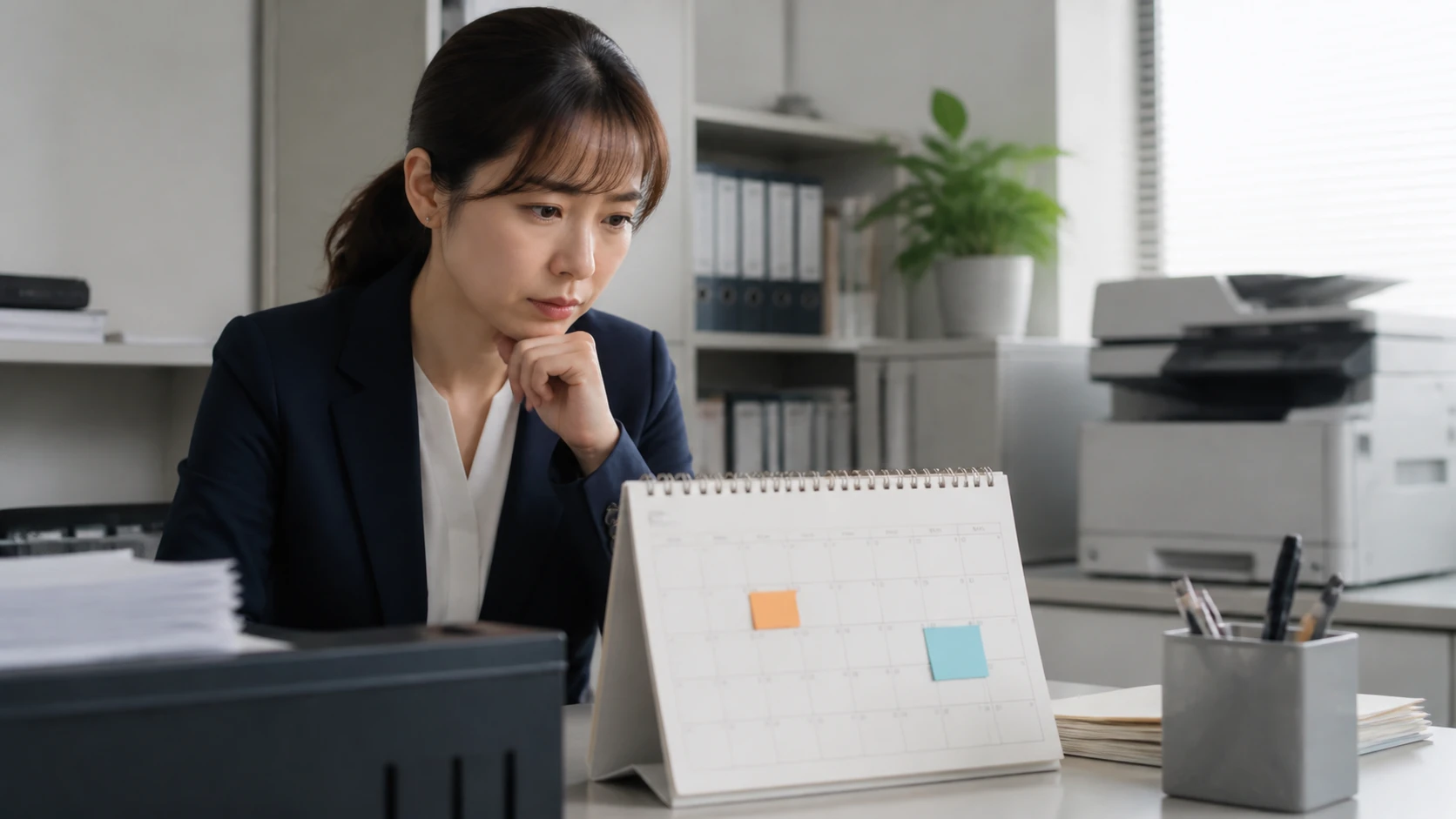 経営者と財務担当者が資金繰り予測と通帳実績の金額差・日付差を確認する場面