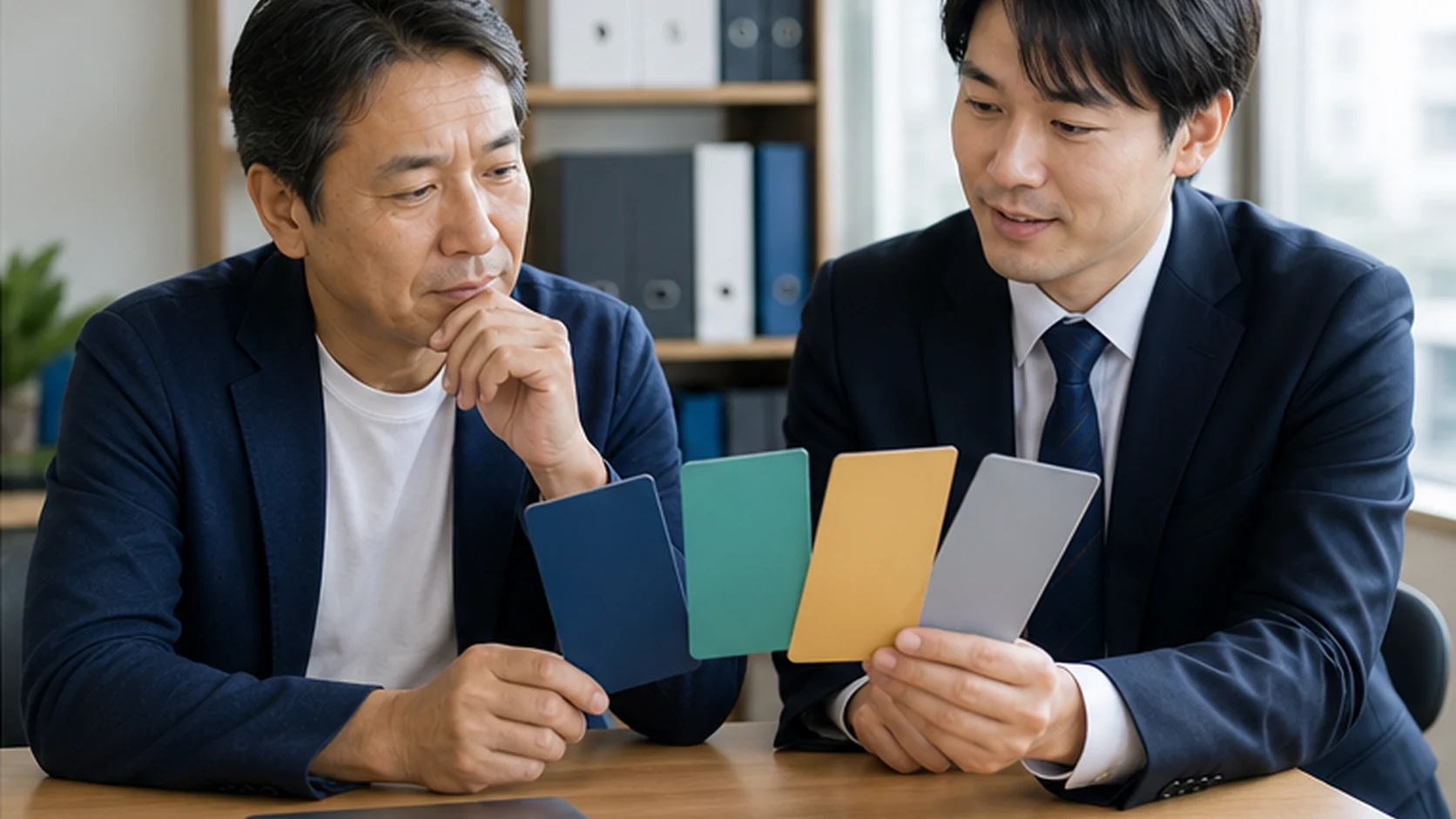 サービス会社が再予測後の不足と四つの資金調達方法を比較する会議