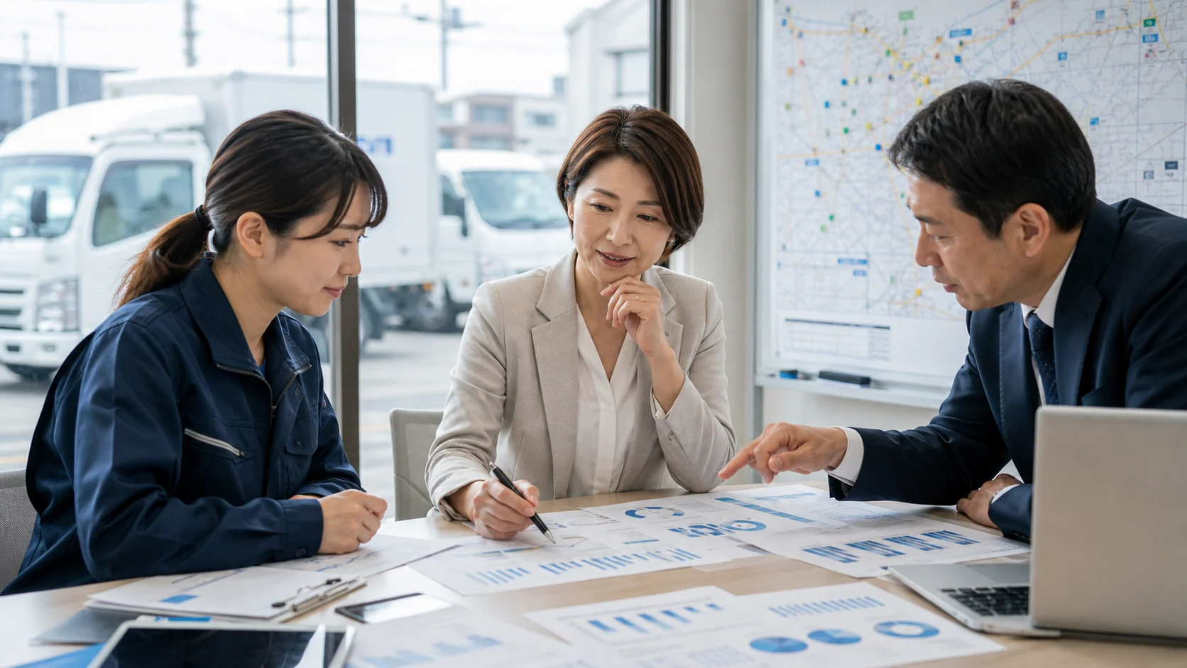 財務・事業・返済情報を確認して四つの資金調達方法を比較する物流会社