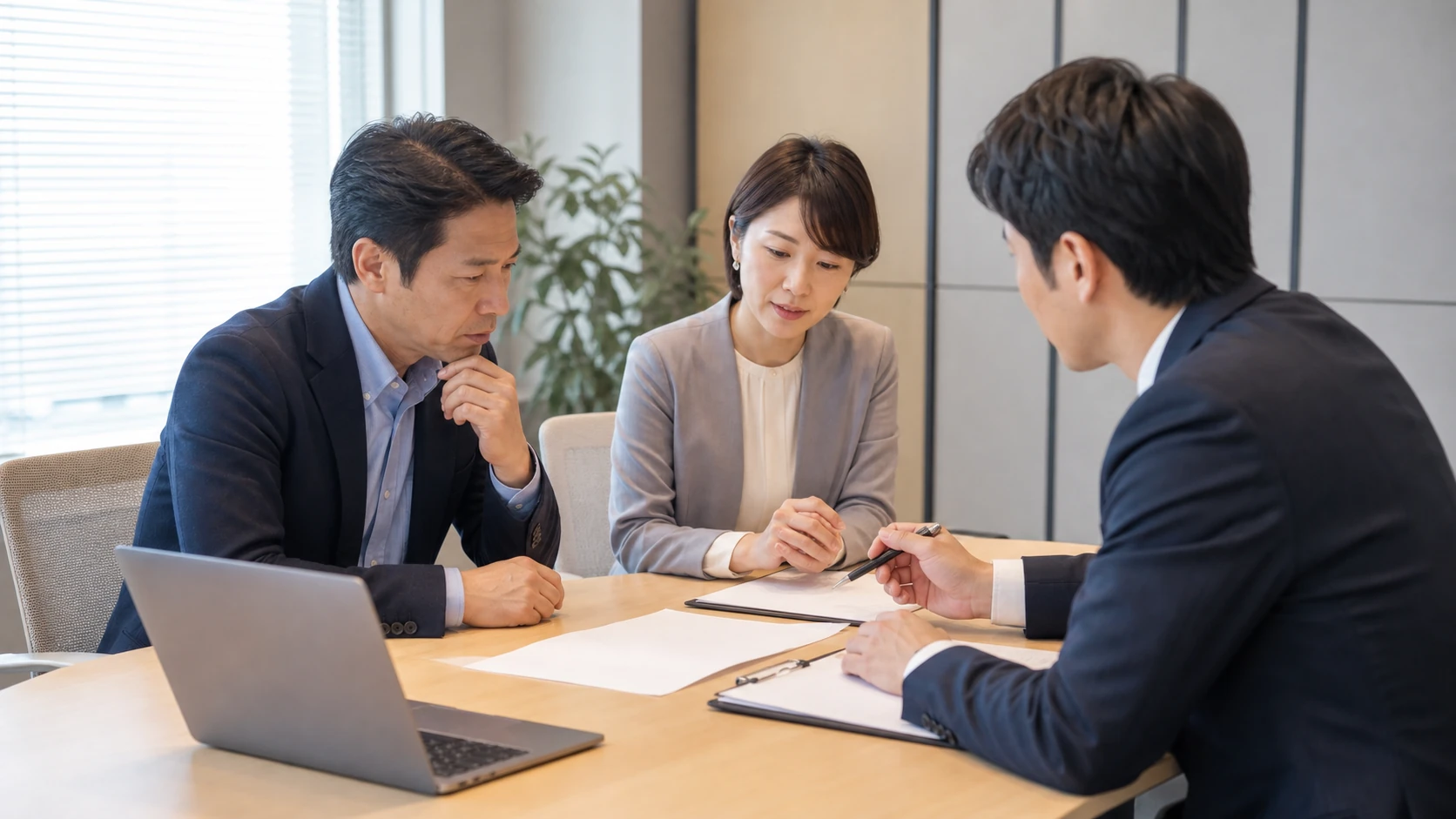 経営者・財務・銀行担当者が借入別元利返済と返済後最低現金を確認する会議