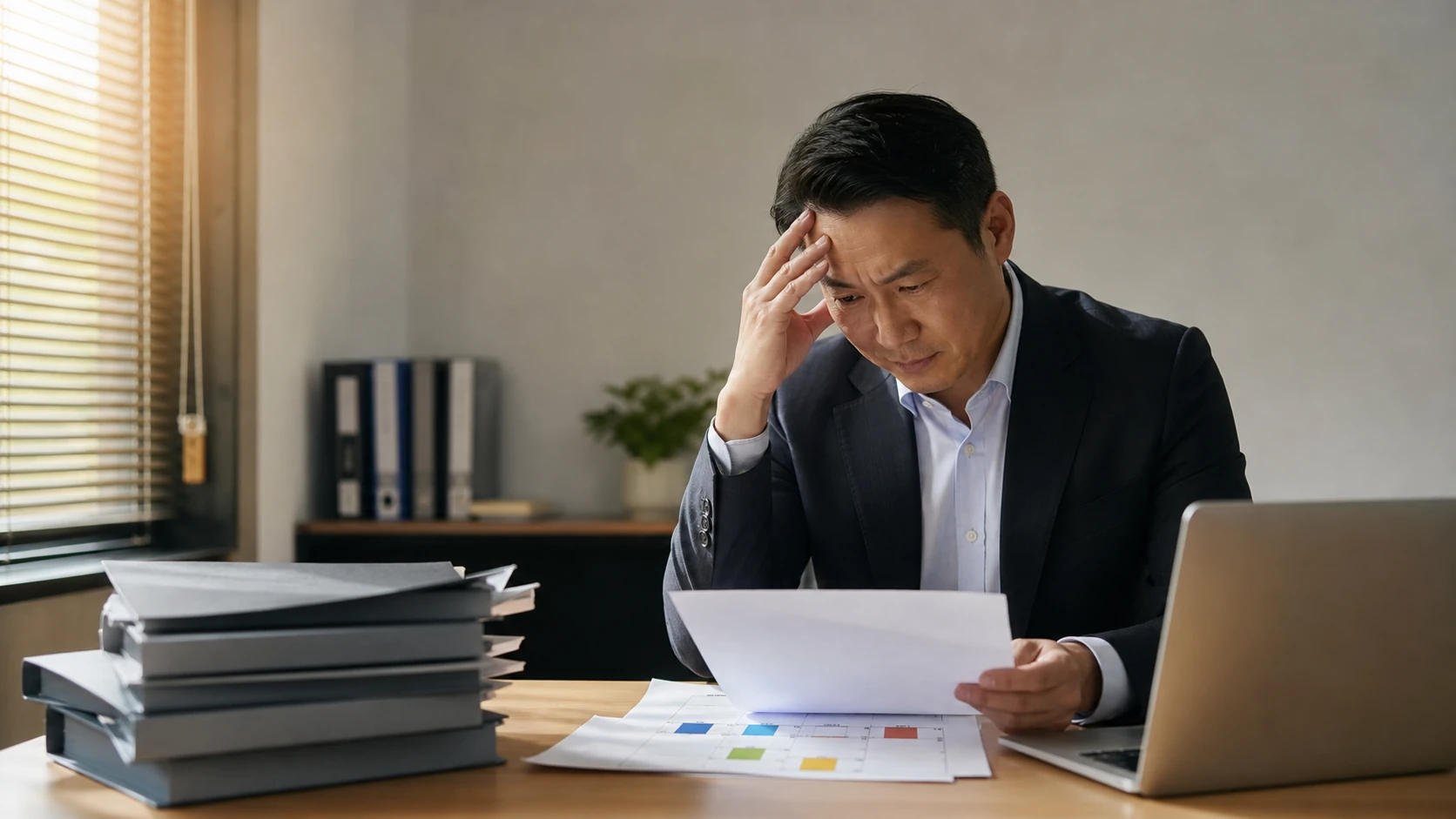 財務担当者が借入契約別の元金、利息、返済日を照合する場面