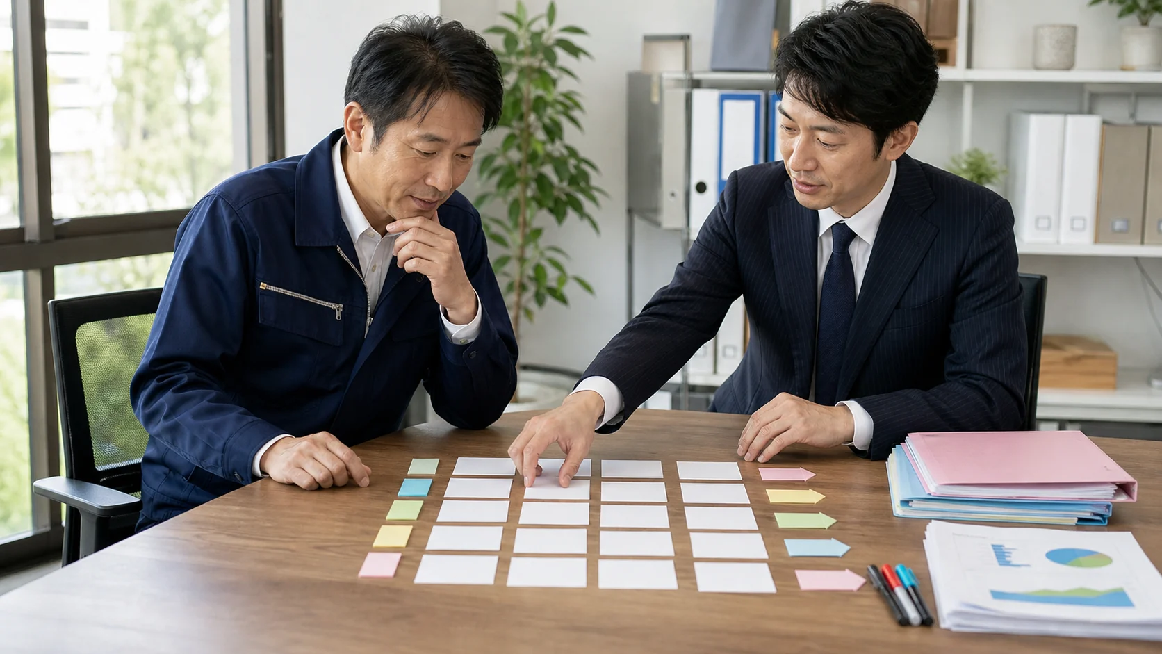 財務担当者が借入契約別の返済優先順位表を整理する場面