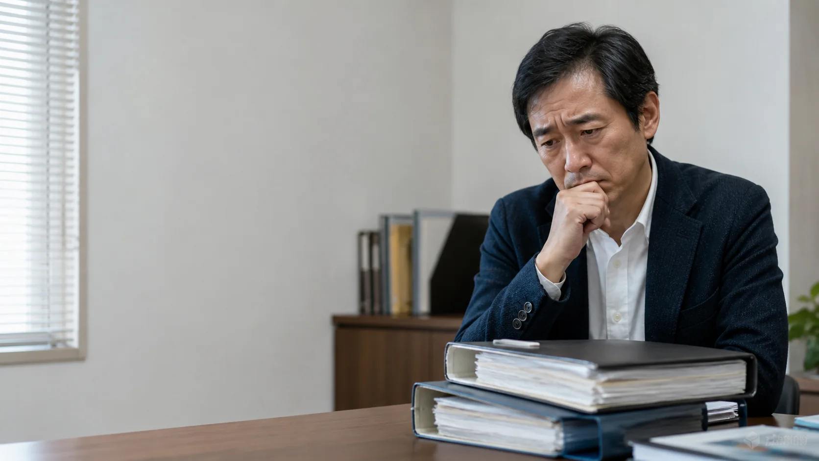 中小企業の財務担当者が繰延資産明細、請求書、償却計算を照合する場面