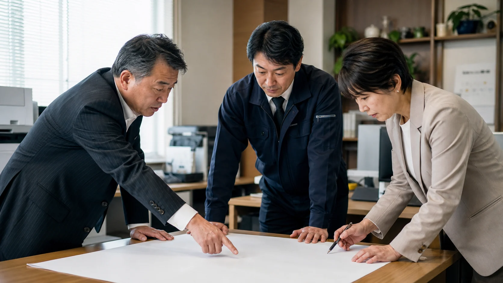 経営者と税務・会計担当が繰延税金資産の年度別回収可能性と下振れ計画を確認する会議
