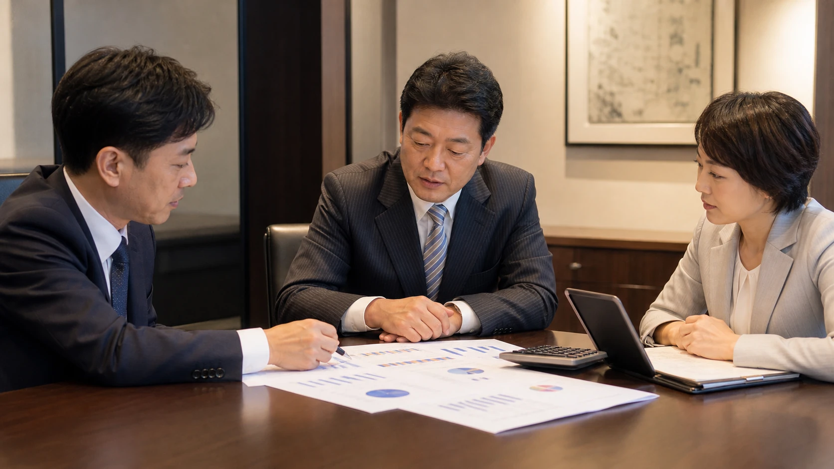 経営者・税理士・銀行担当者が繰延税金負債の発生原因と実納税を確認する会議