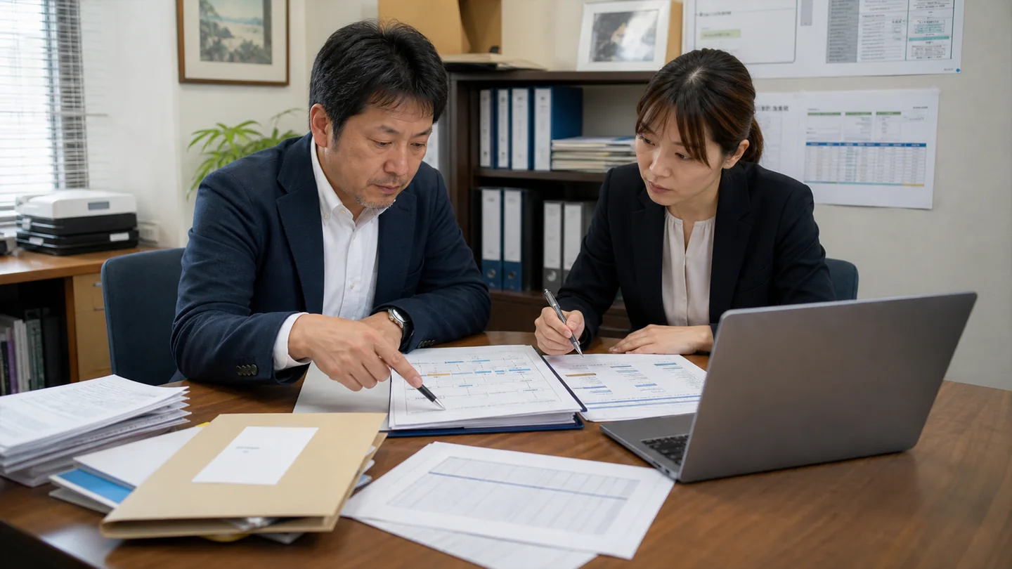 銀行融資の工程と支払日の時間差を確認する中小企業経営者