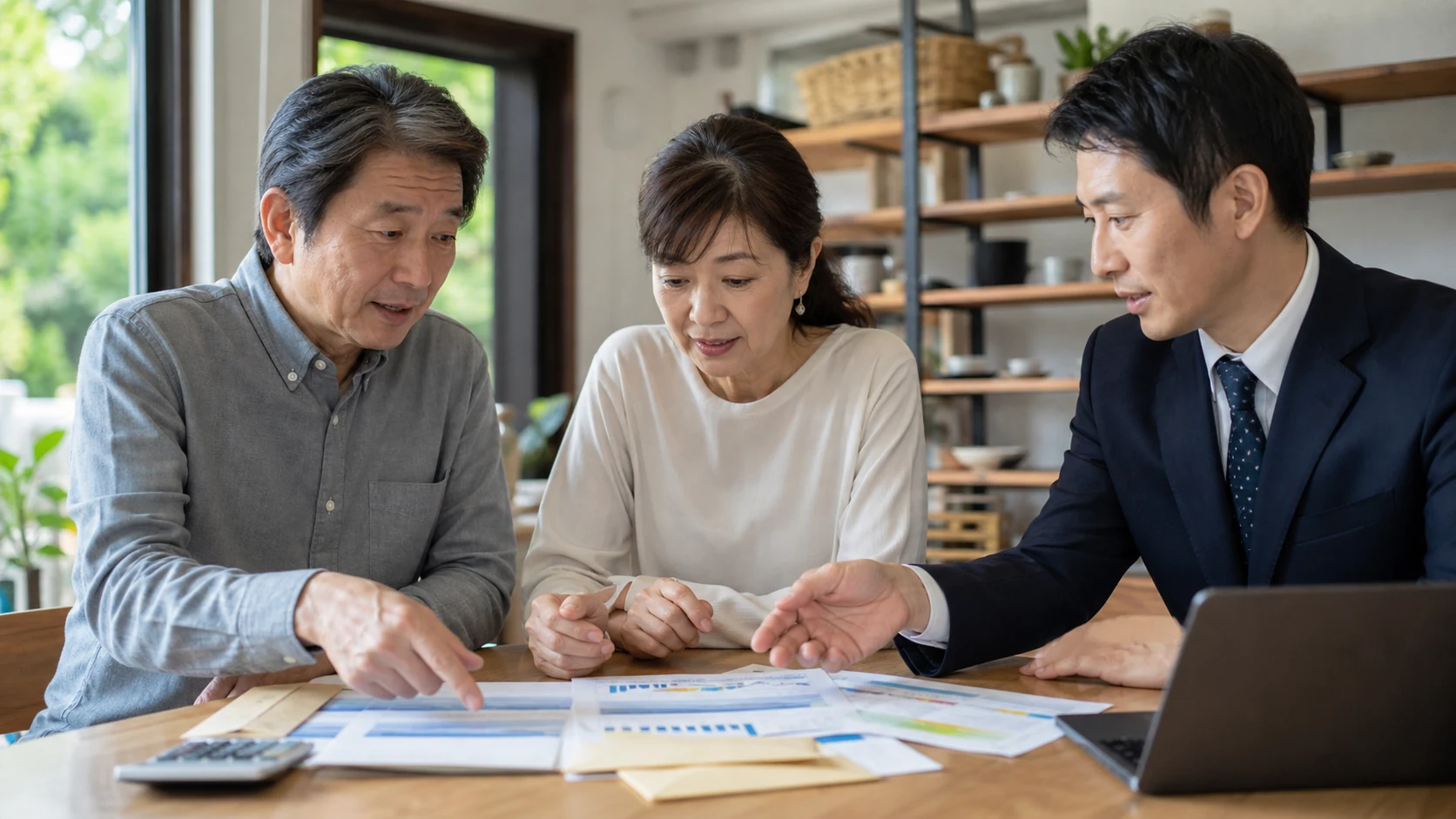 経営者と銀行担当者が預り金・会社負担・納付期限を確認する会議