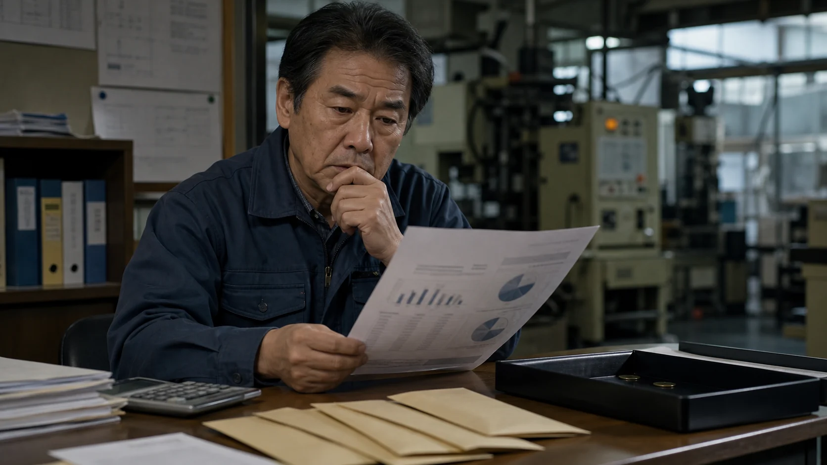 同族の建設資材会社が利益と配当後の資金繰りを取締役会で確認する場面