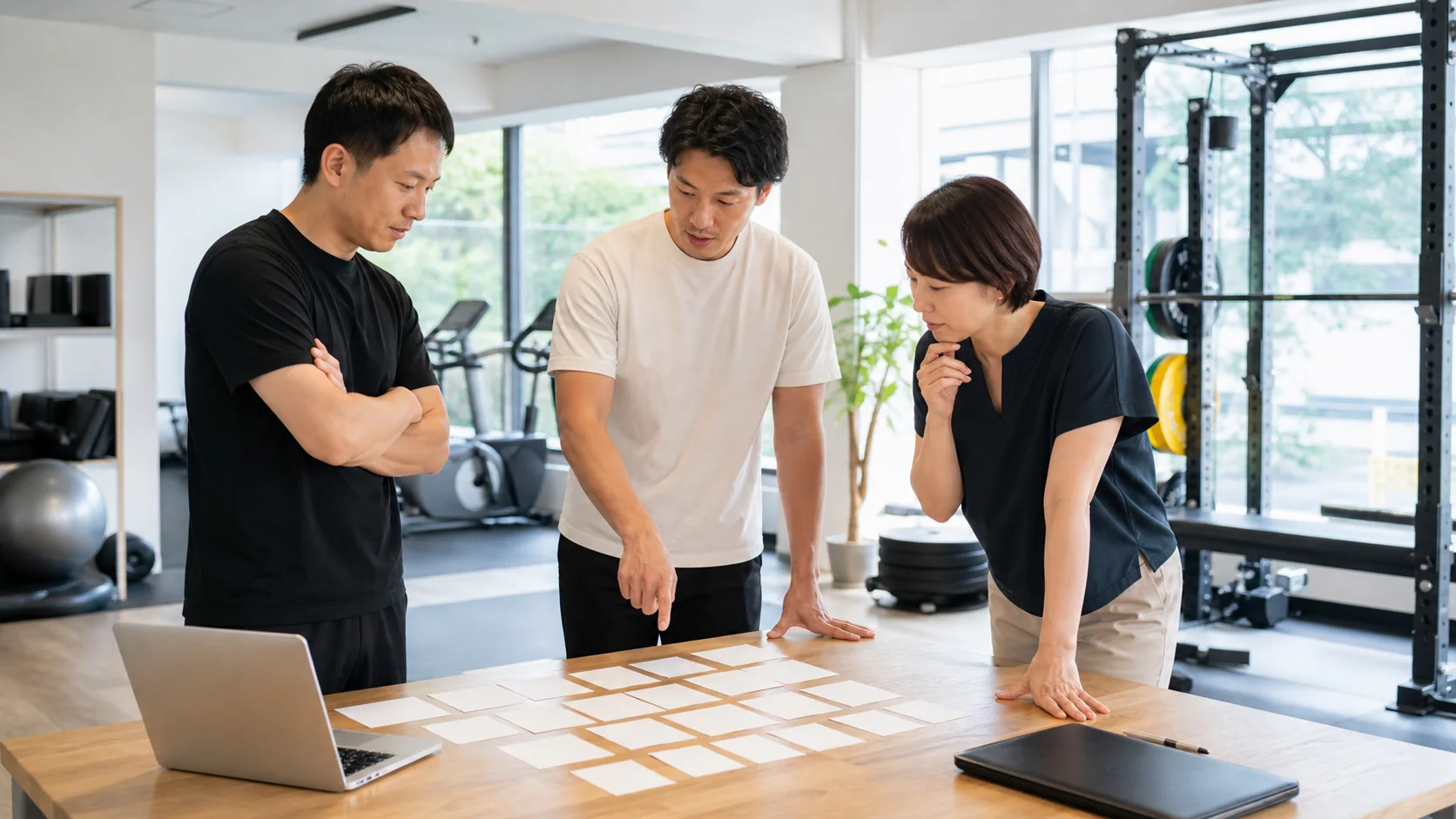 フィットネス施設が時間帯別稼働と固定費改善を検討する会議