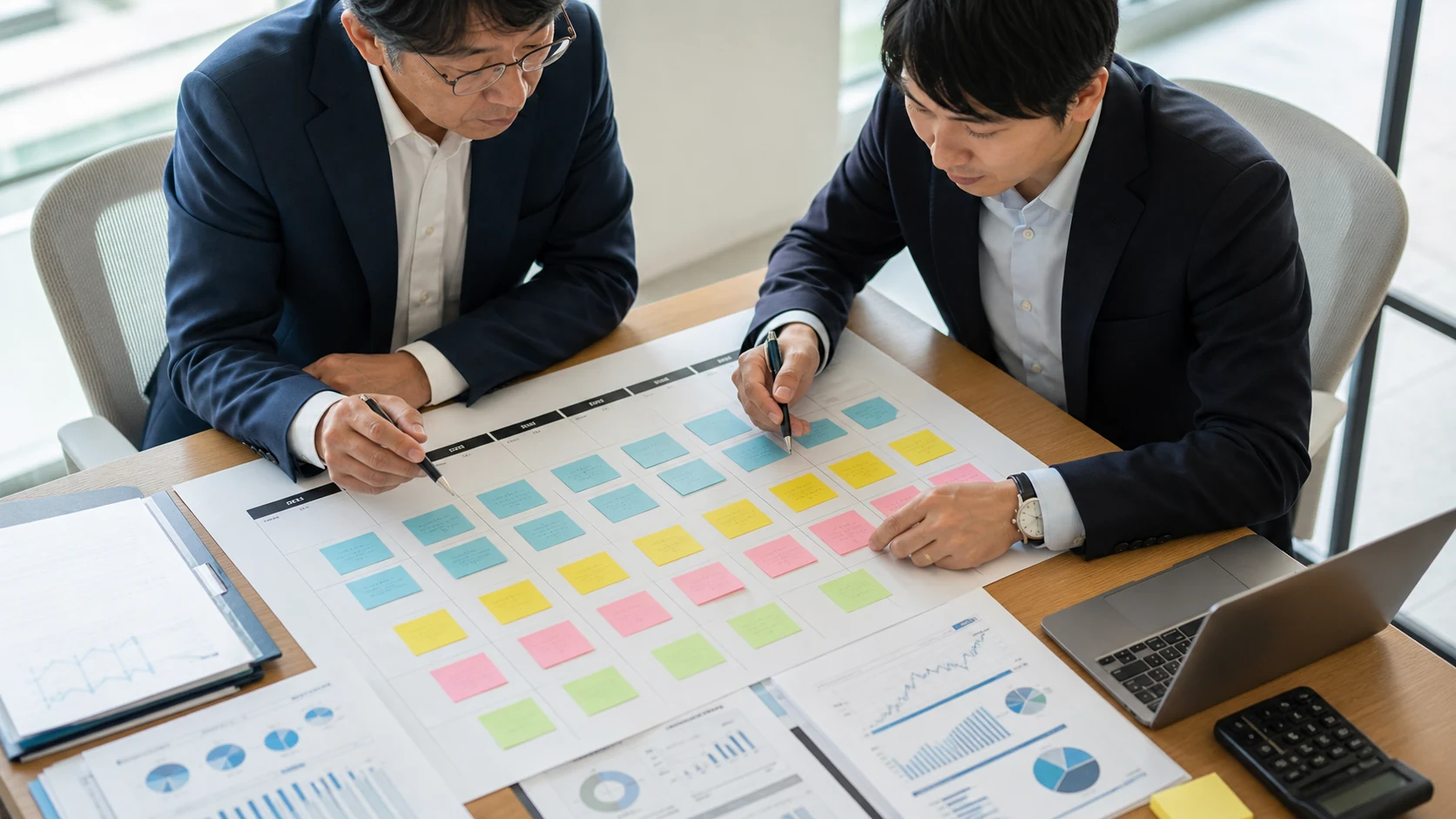 財務担当者が固定、変動、固定期間、上限付き借入を改定月別に整理する場面