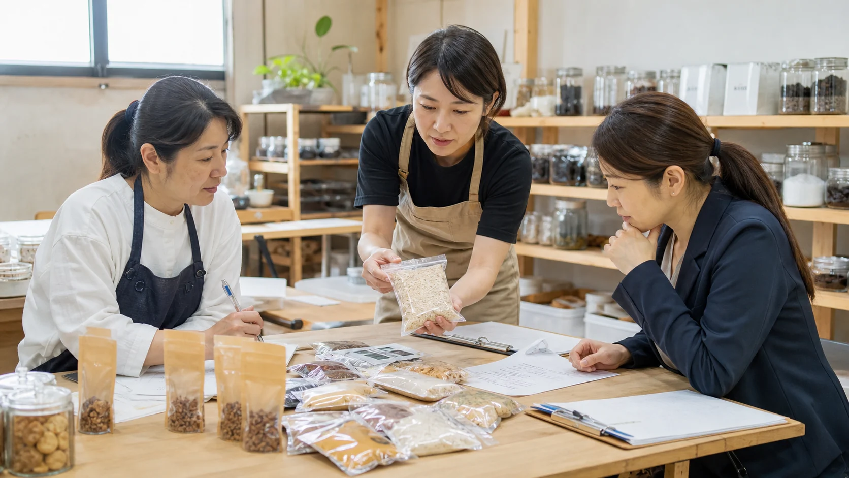卸売会社が商品別粗利、値上げ実施率、数量減少を比較する改善会議