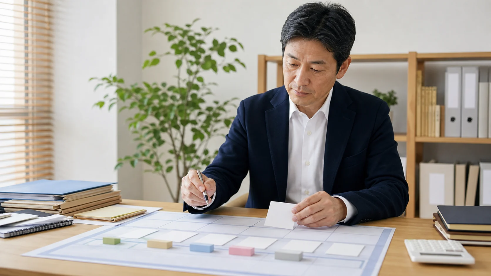 財務担当者が金融機関別借入残高と月次返済計画を更新する場面