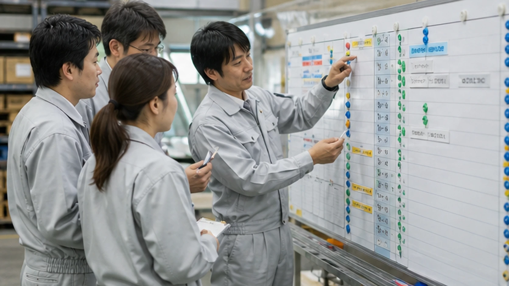 製造・人事・財務担当者が工程別工数差と追加支出を改善計画へ反映する場面