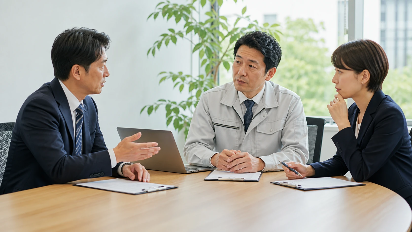 経営者・会計・銀行担当者が契約別支払と更新・終了時負担を確認する会議