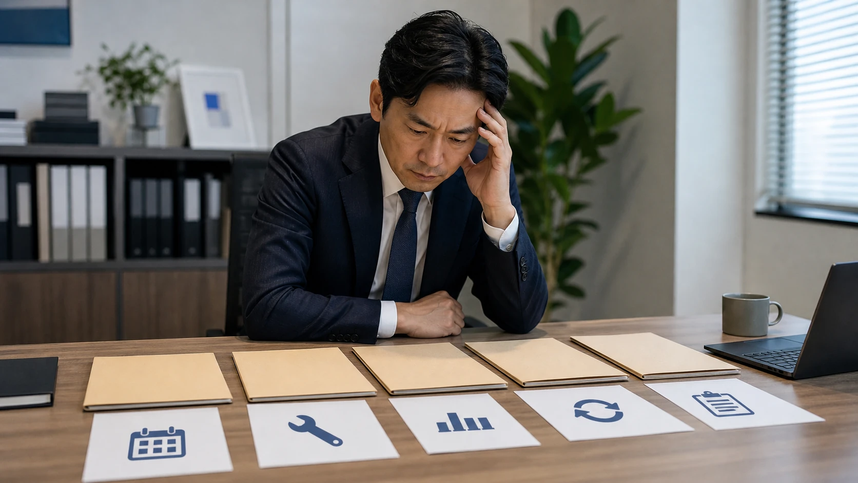 財務担当者がリース契約別の月額、元本、利息、終了条件を照合する場面