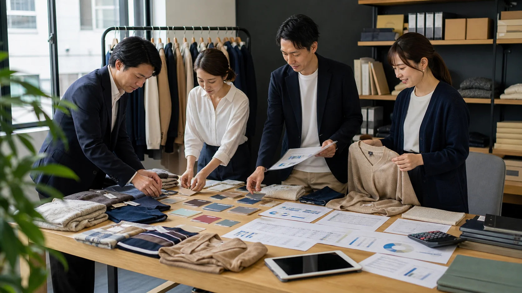 小売会社の経営会議で商品在庫の回転日数と値下げ後入金を確認する場面