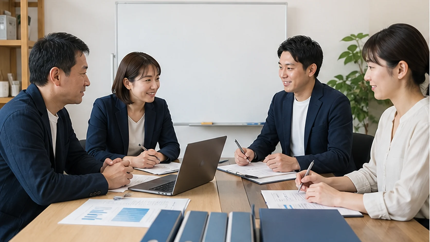 小売会社の経営者・経理担当者・資金相談員が月次ダッシュボードを確認する会議