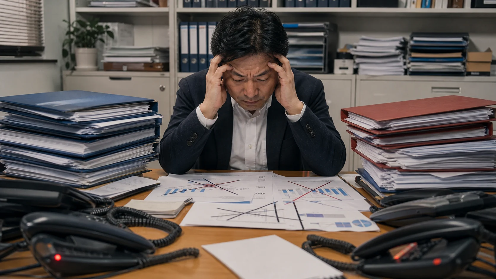 二つの銀行への融資相談を一枚の申込管理表で照合する経営者
