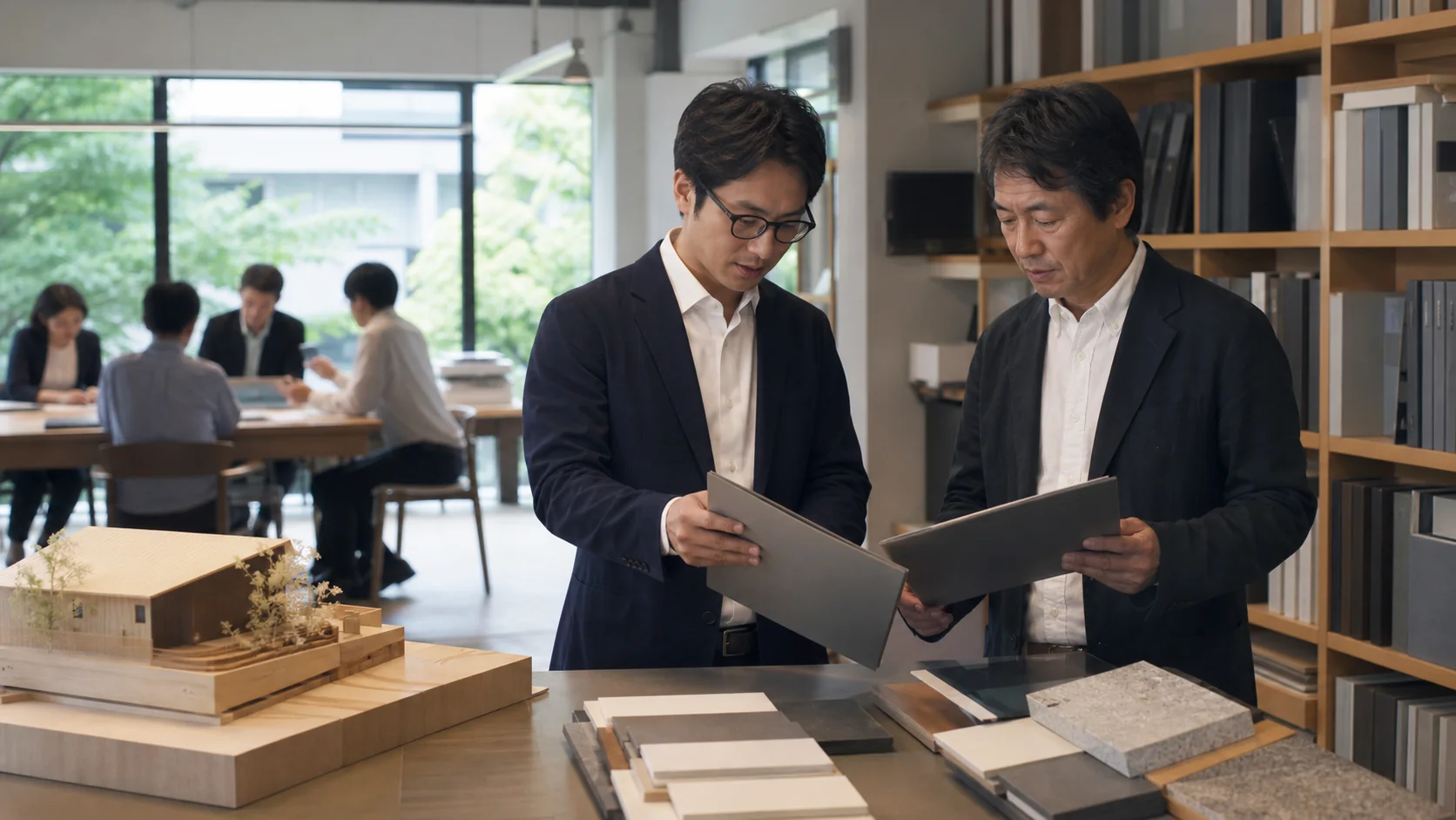 経営者が融資条件ごとの総負担と返済後資金を比較する場面