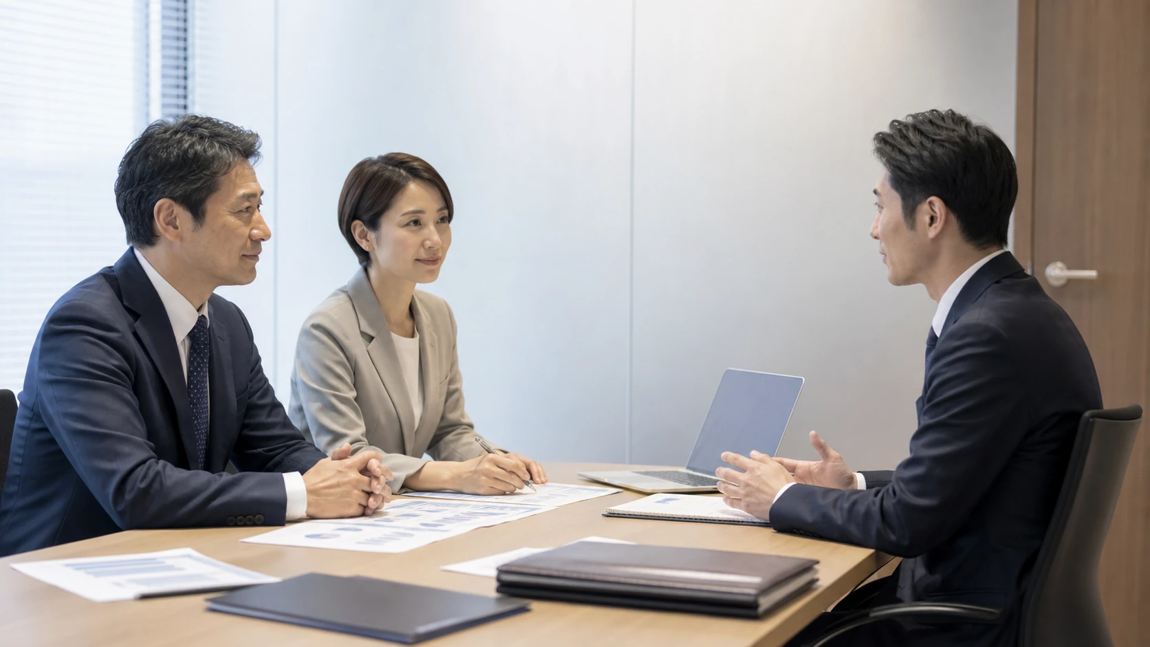 経営者・会計担当者・銀行担当者が配当後最低現金を確認する会議