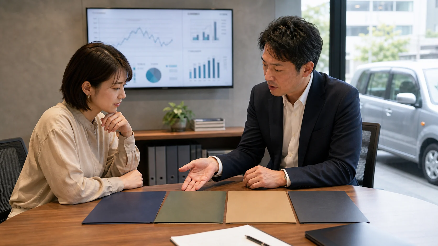 営業キャッシュフローと返済後の最低現金から四つの調達方法を比較する経営者
