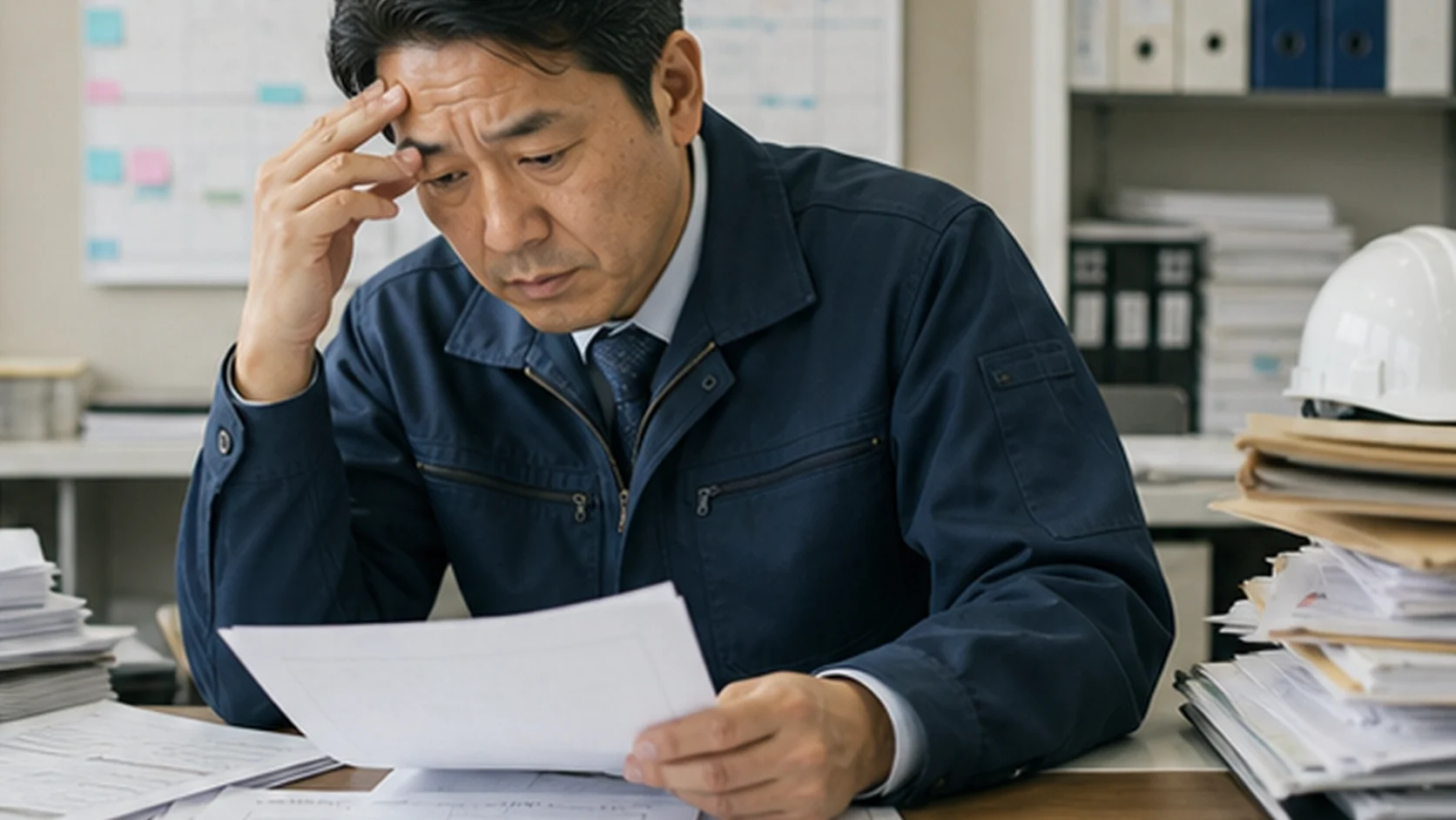 建設会社の経営者が案件別の受注残と支払予定を確認する場面