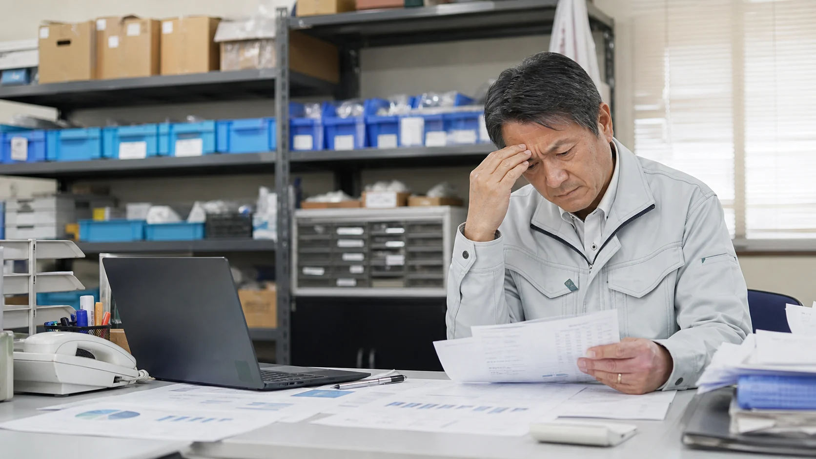 精密部品卸の経営者が営業利益と支払利息を確認する場面