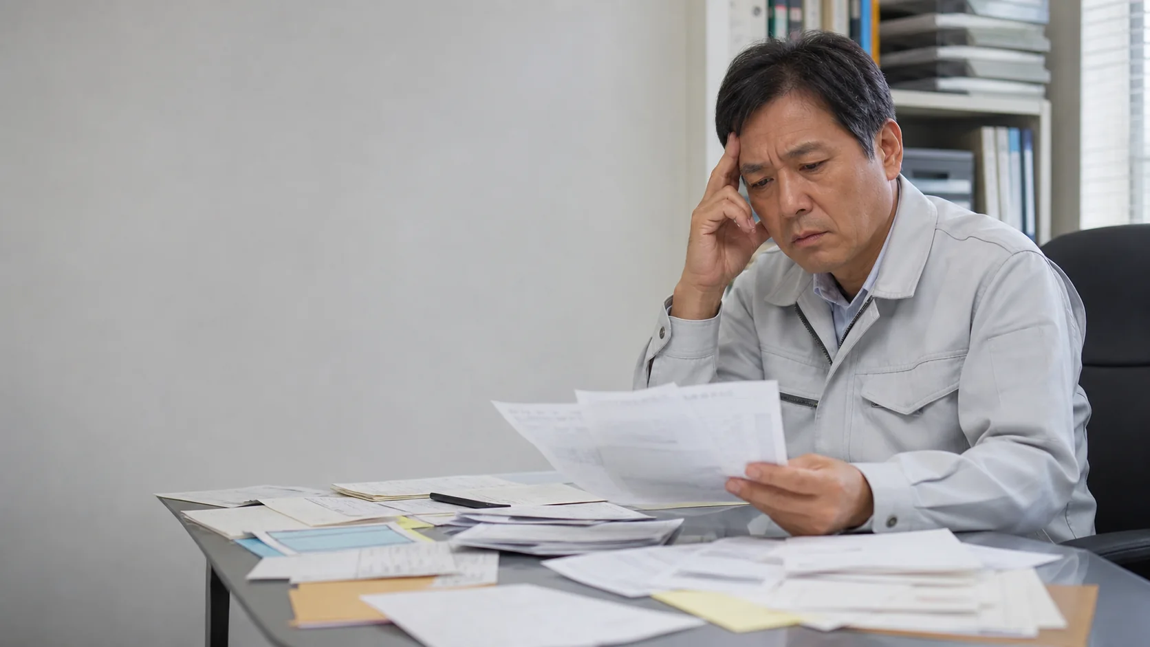 経営者が未払金明細の設備代・税金・一過性支出を確認する場面