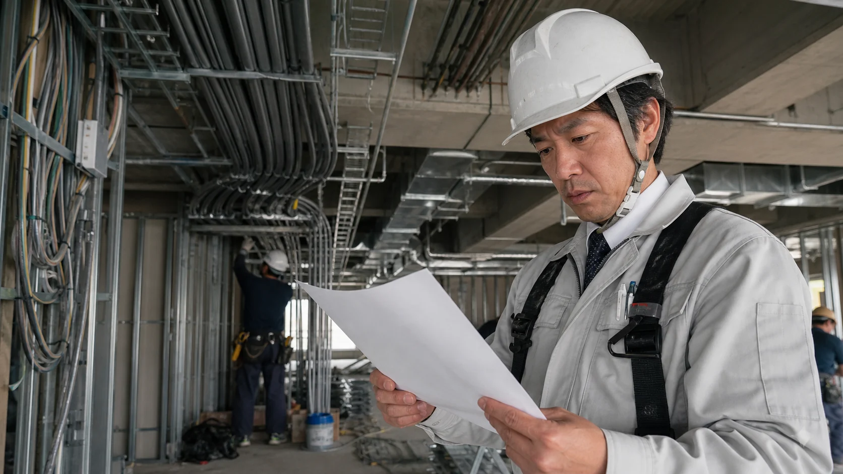 電気設備工事会社の経営者が現場別外注費と工程を確認する場面
