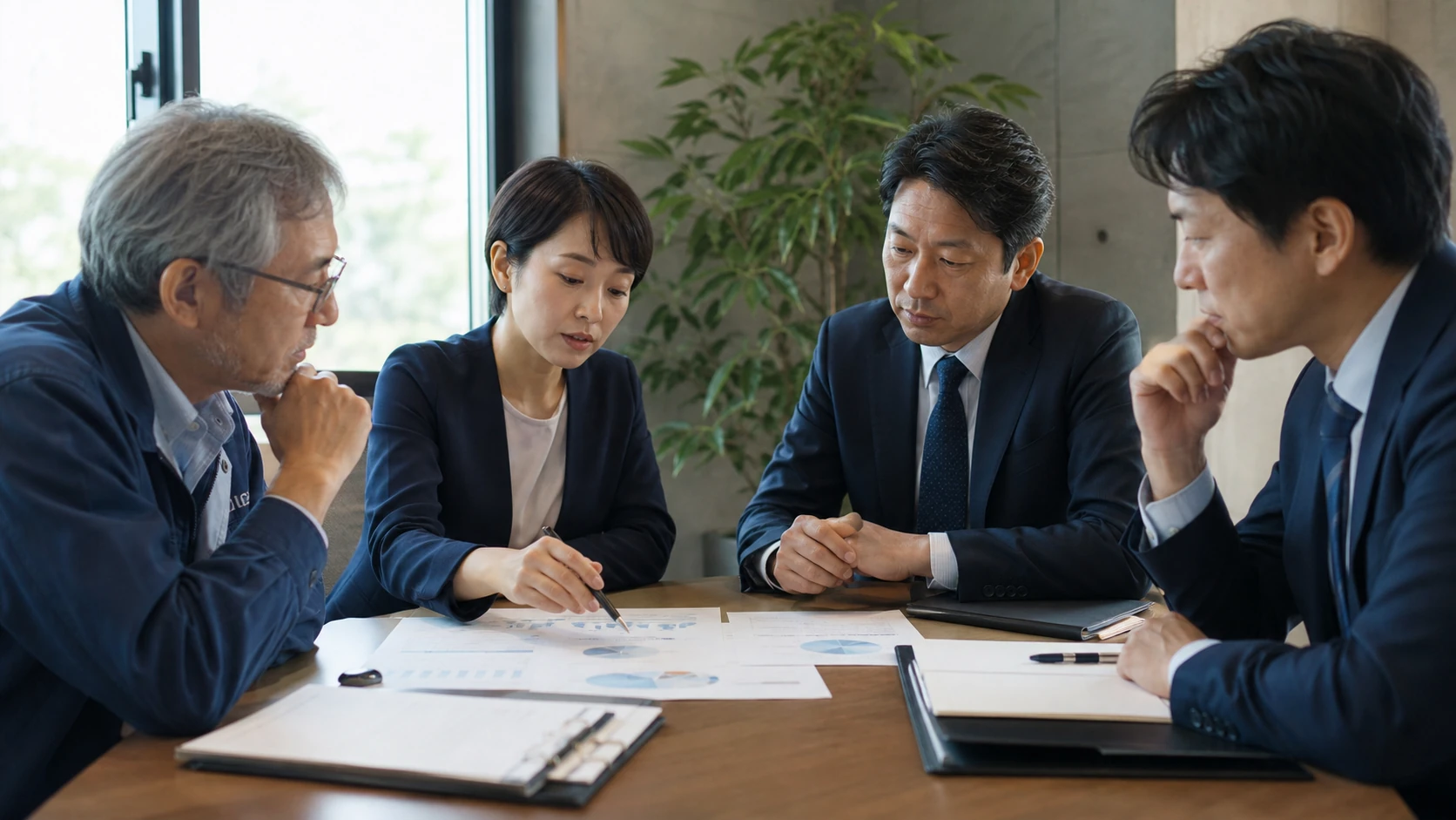 経営者・財務・会計専門家・銀行担当者が債権年齢、回収見込、損失下振れを確認する会議