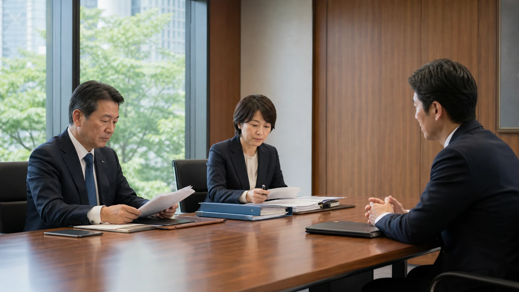 経営者・会計専門家・銀行担当者が貸付、借入、配当、増資の証拠を確認する会議