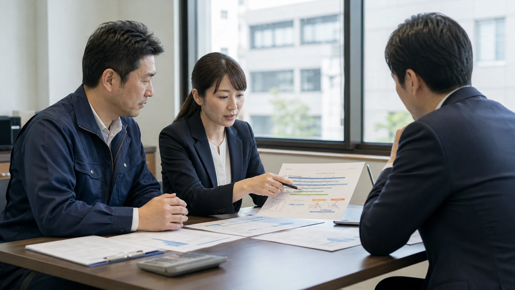 経営者・営業・購買・財務・銀行担当者がサイト差と必要運転資金を確認する会議