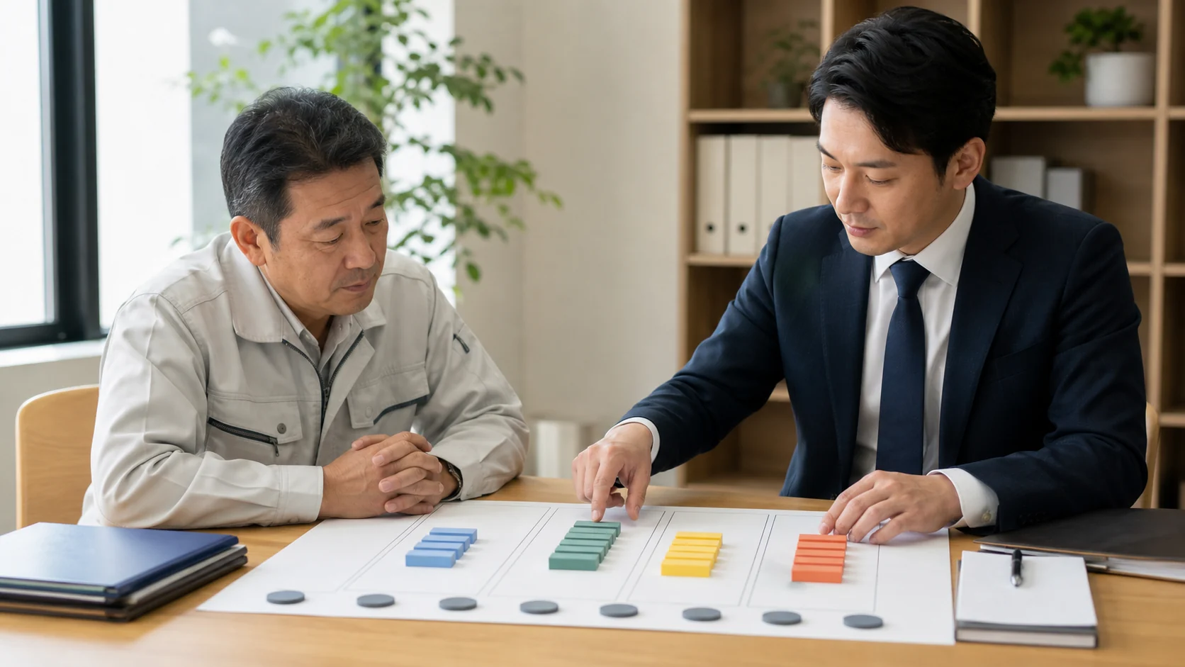 財務担当者が短期借入の使途別残高と更新工程を整理する場面