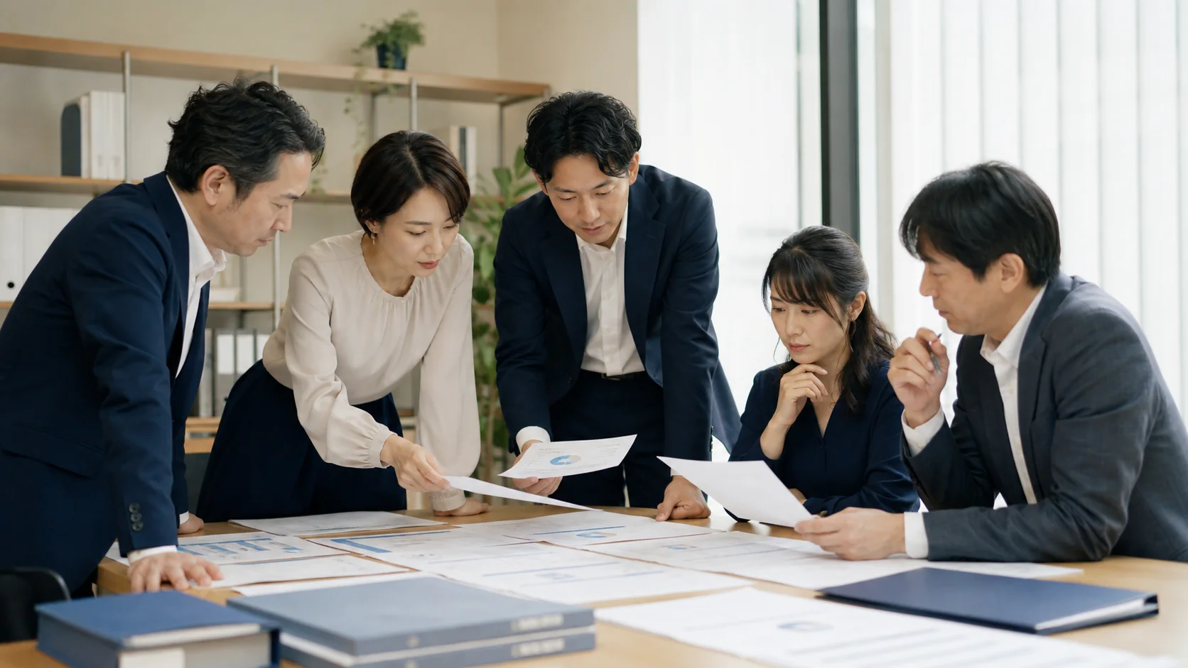 サービス会社の経営会議で前払費用の更新支払と最低現金を確認する場面