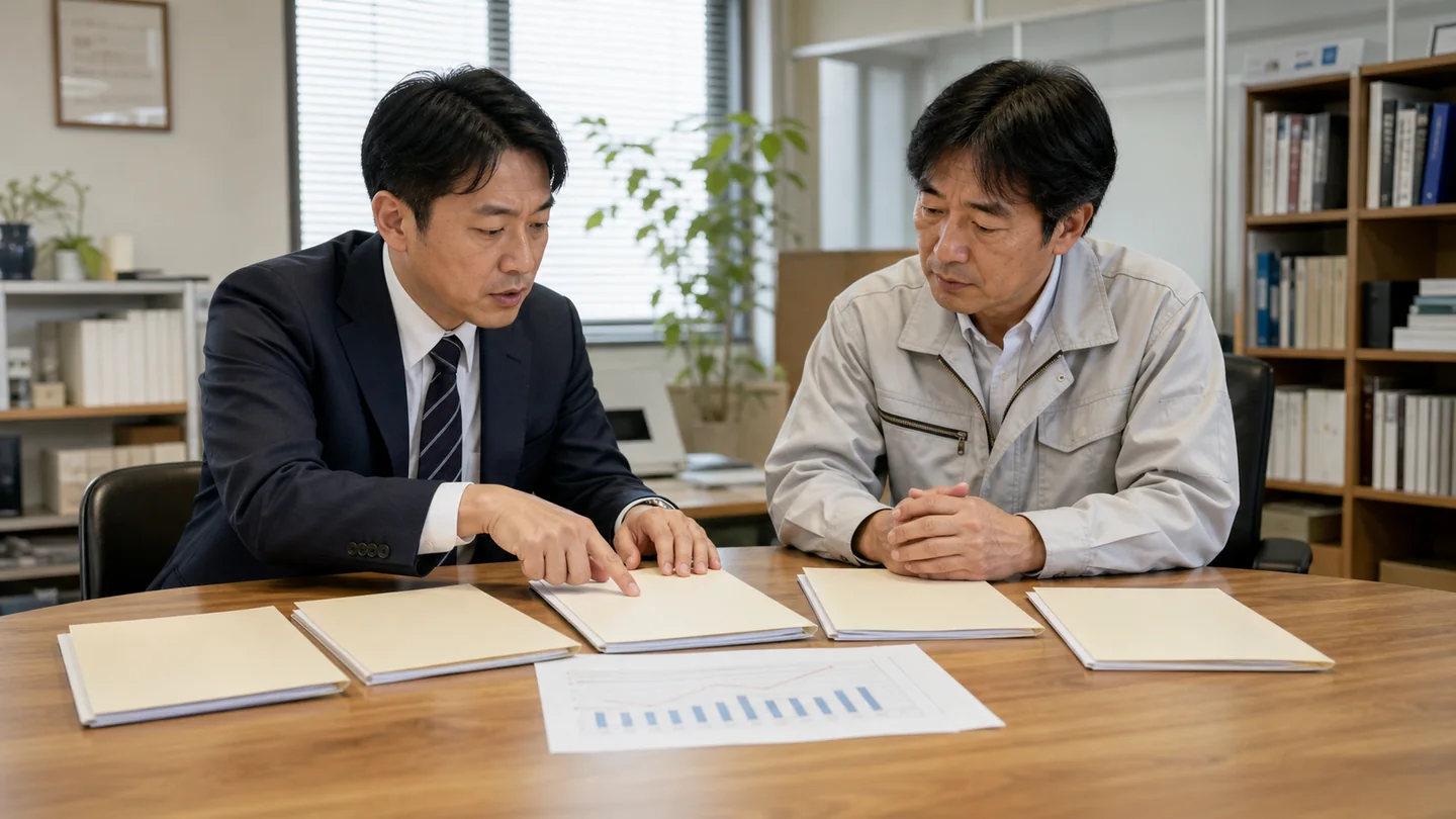 銀行融資否決後に五つの確認項目を整理する中小企業経営者