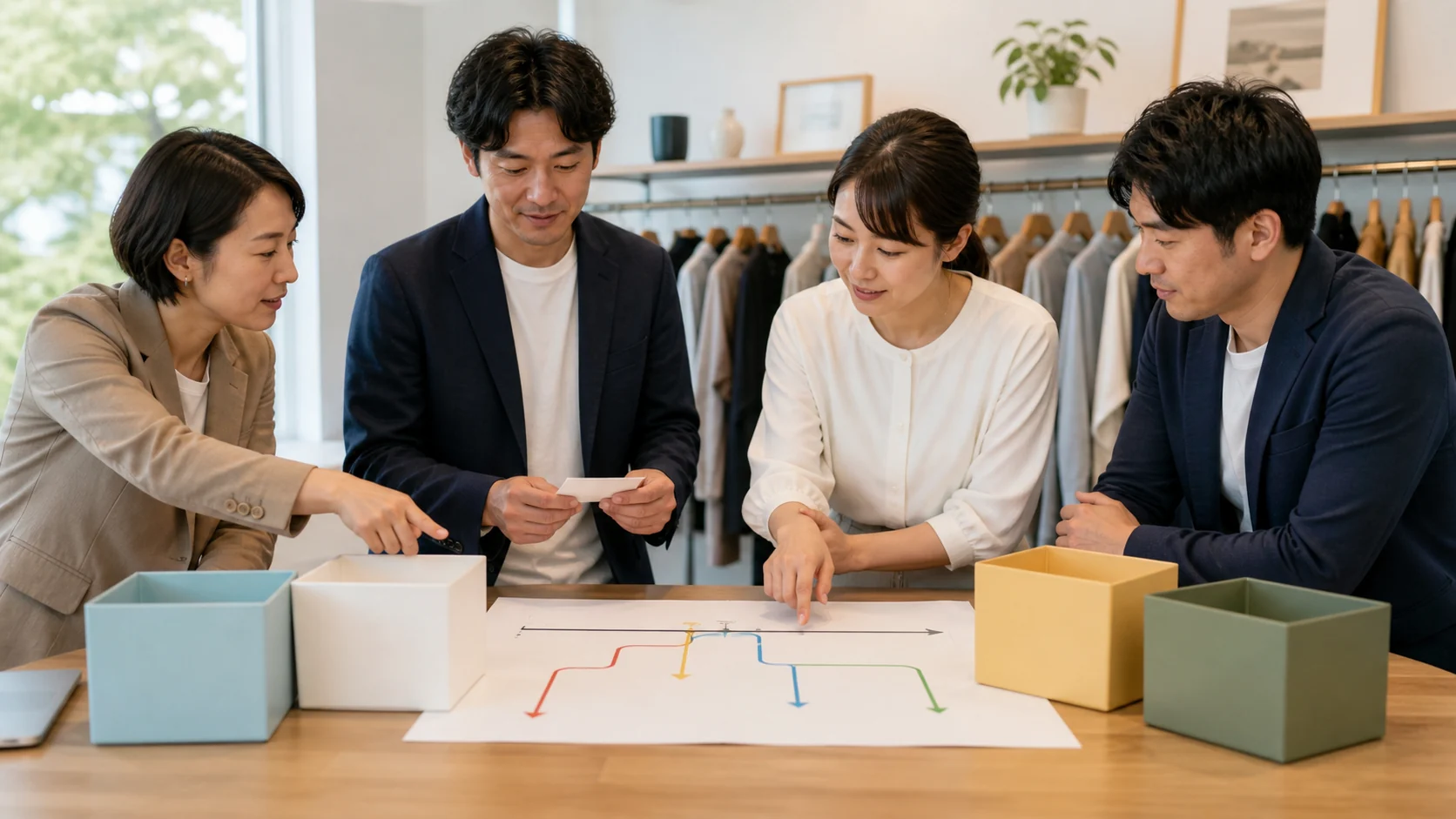 小規模製造会社の経営会議で利益留保と最低現金と投資配分を決める場面
