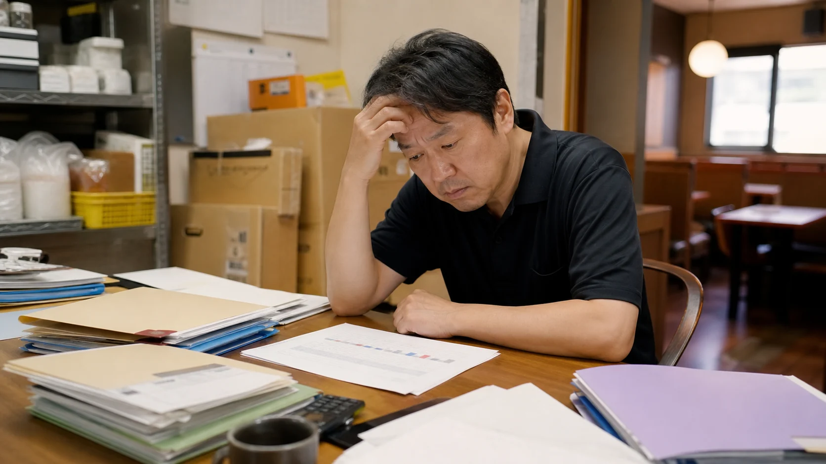 複数店舗を運営する経営者がロイヤリティ契約と店舗別損益を確認する場面