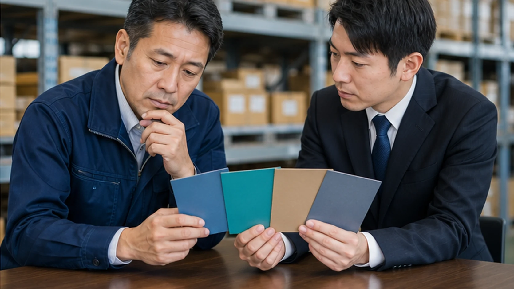 卸売会社が売上予測と四つの資金調達方法を比較する会議