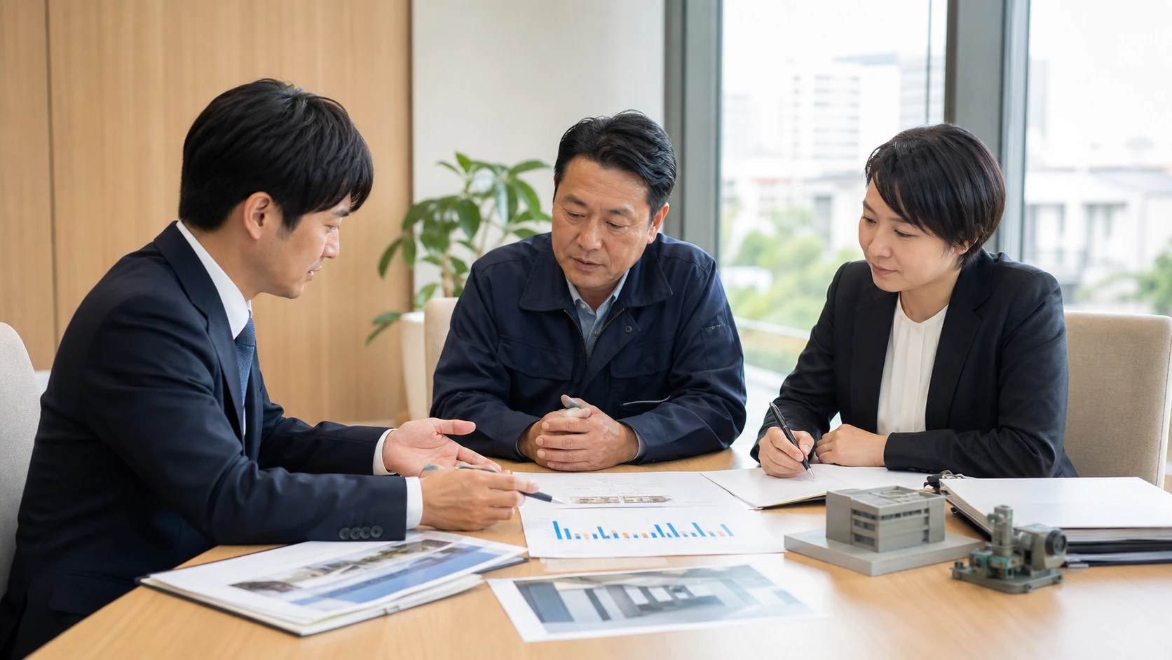 経営者・専門家・銀行担当者が担保順位・余力・返済力を確認する会議