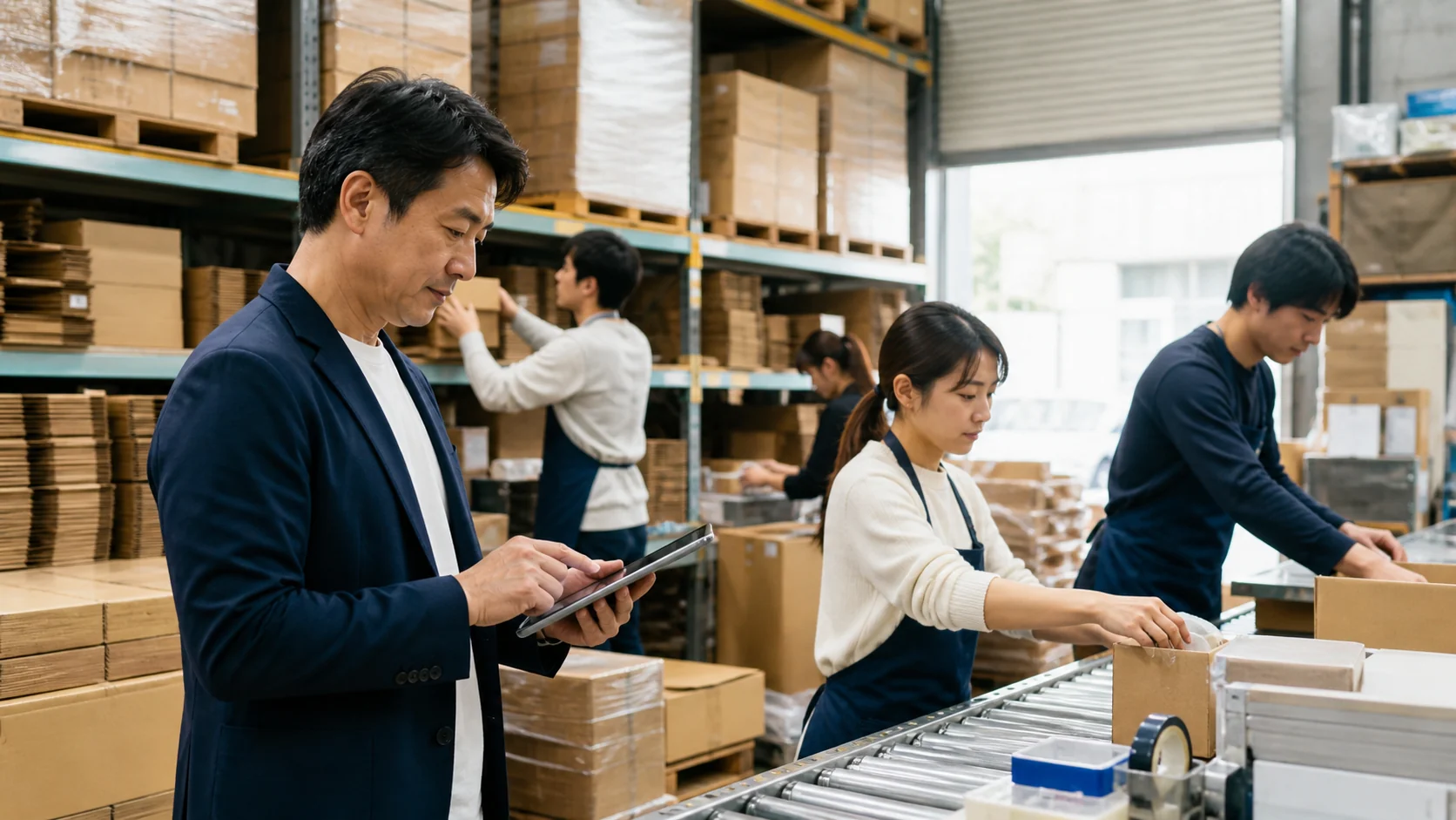 EC小売会社の経営者と販売責任者が販管費改善を確認する会議