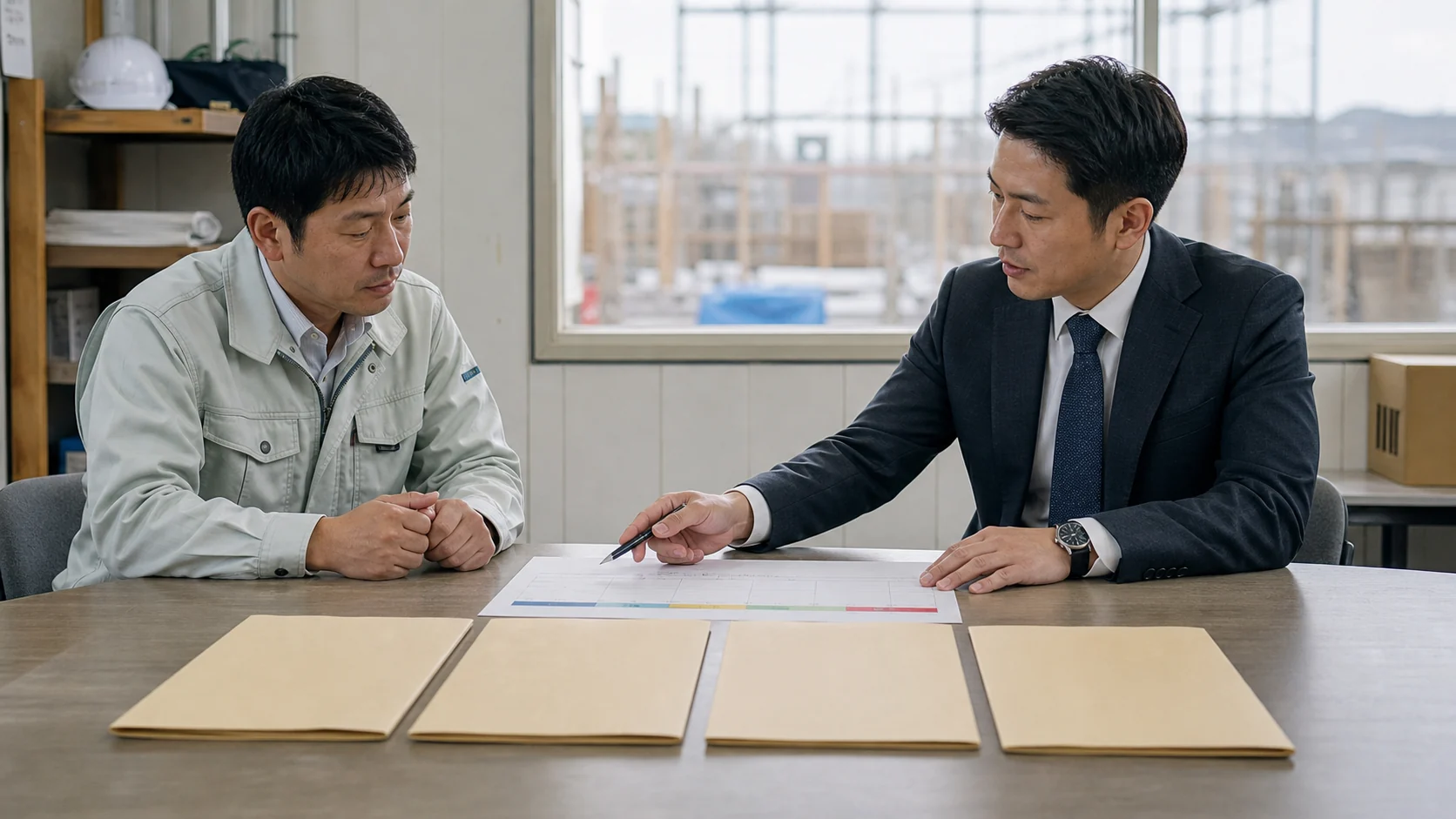 未計上負担の確定額と支払日を確認し4つの資金調達方法を比較する会議