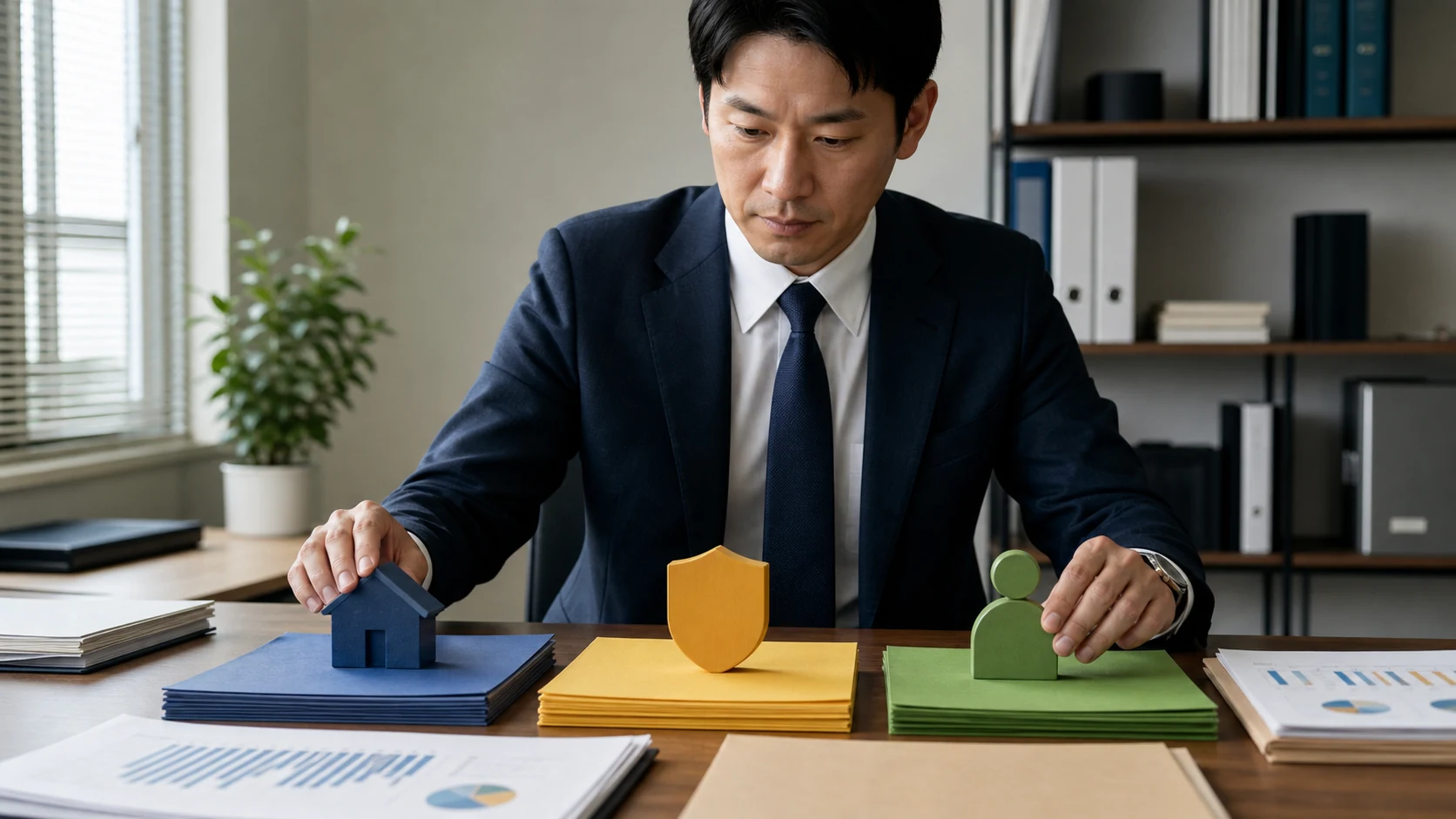 財務担当者が借入・担保・保証を三つの台帳へ整理する場面